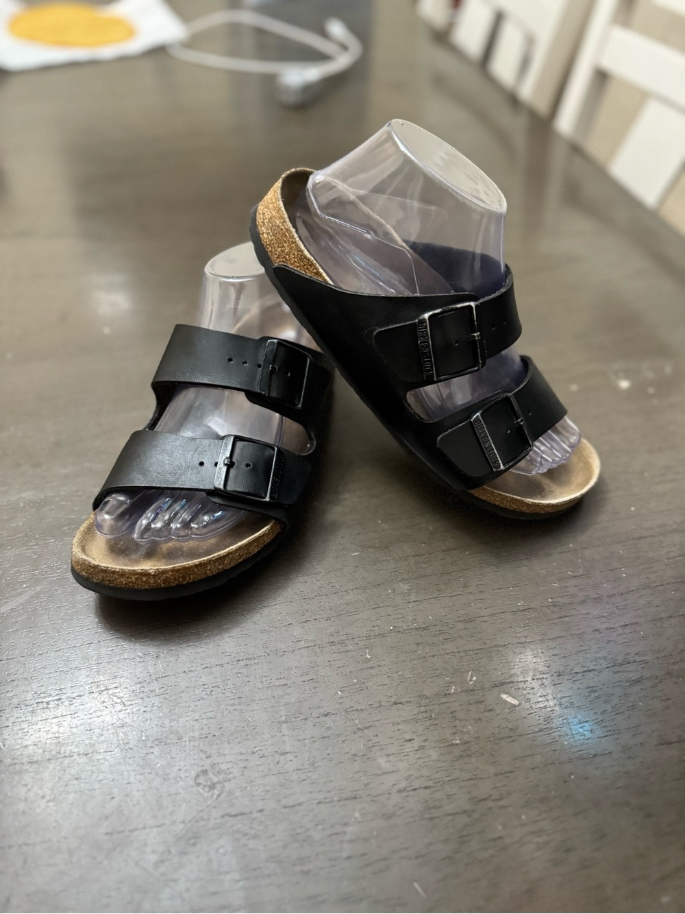 Birkenstock Black Double-Buckle Cork Footbed Sandals size  w8 - Picture 2 of 15